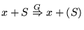 $\displaystyle x+S \overset{G}{\Rightarrow} x+(S)
$